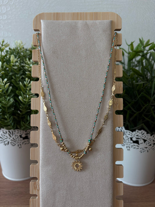 Collier doré, double chaîne