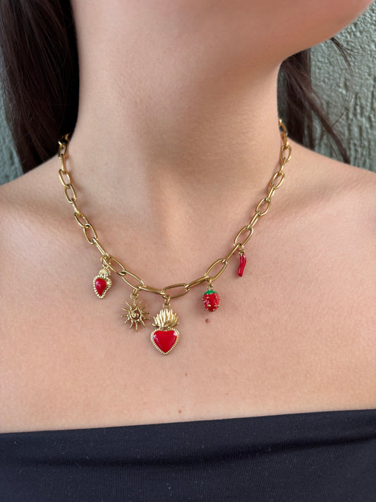 Collier doré charms