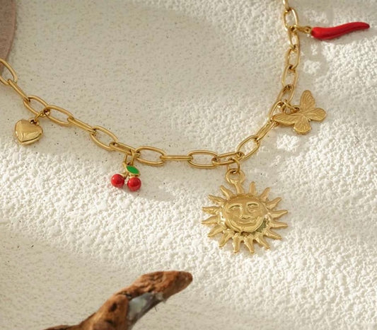 Collier Chaîne Dorée Avec Charms Jardin