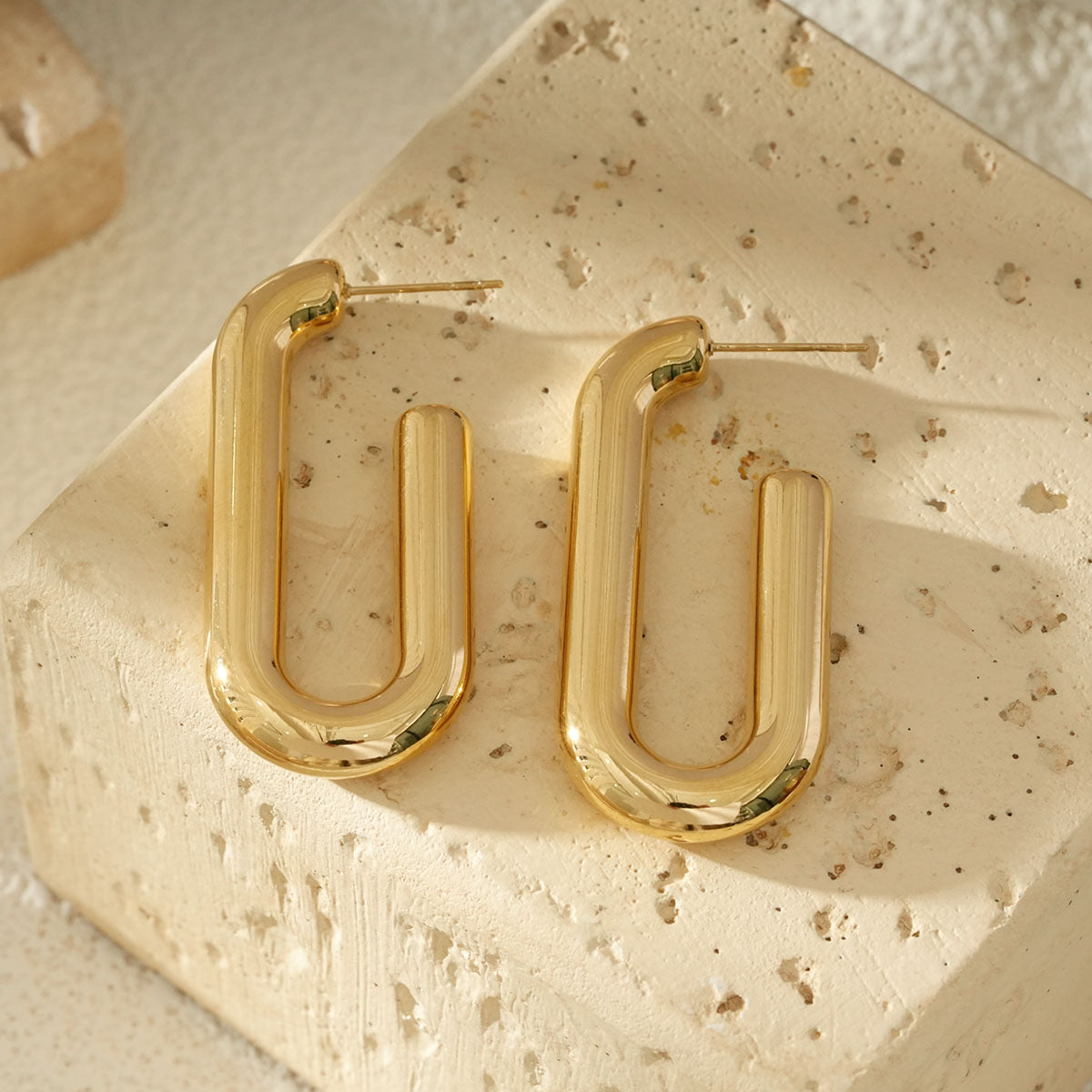 Boucles d'Oreilles Dorées Maillons Géométriques