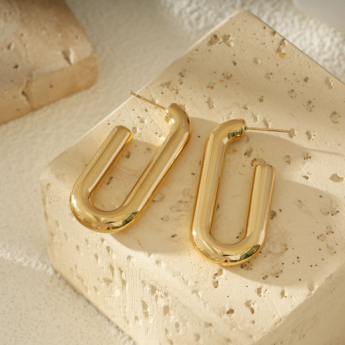 Boucles d'Oreilles Dorées Maillons Géométriques