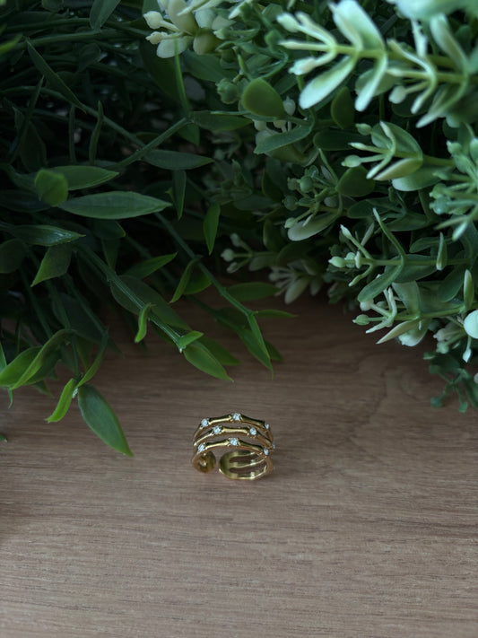 Bague doré, strass