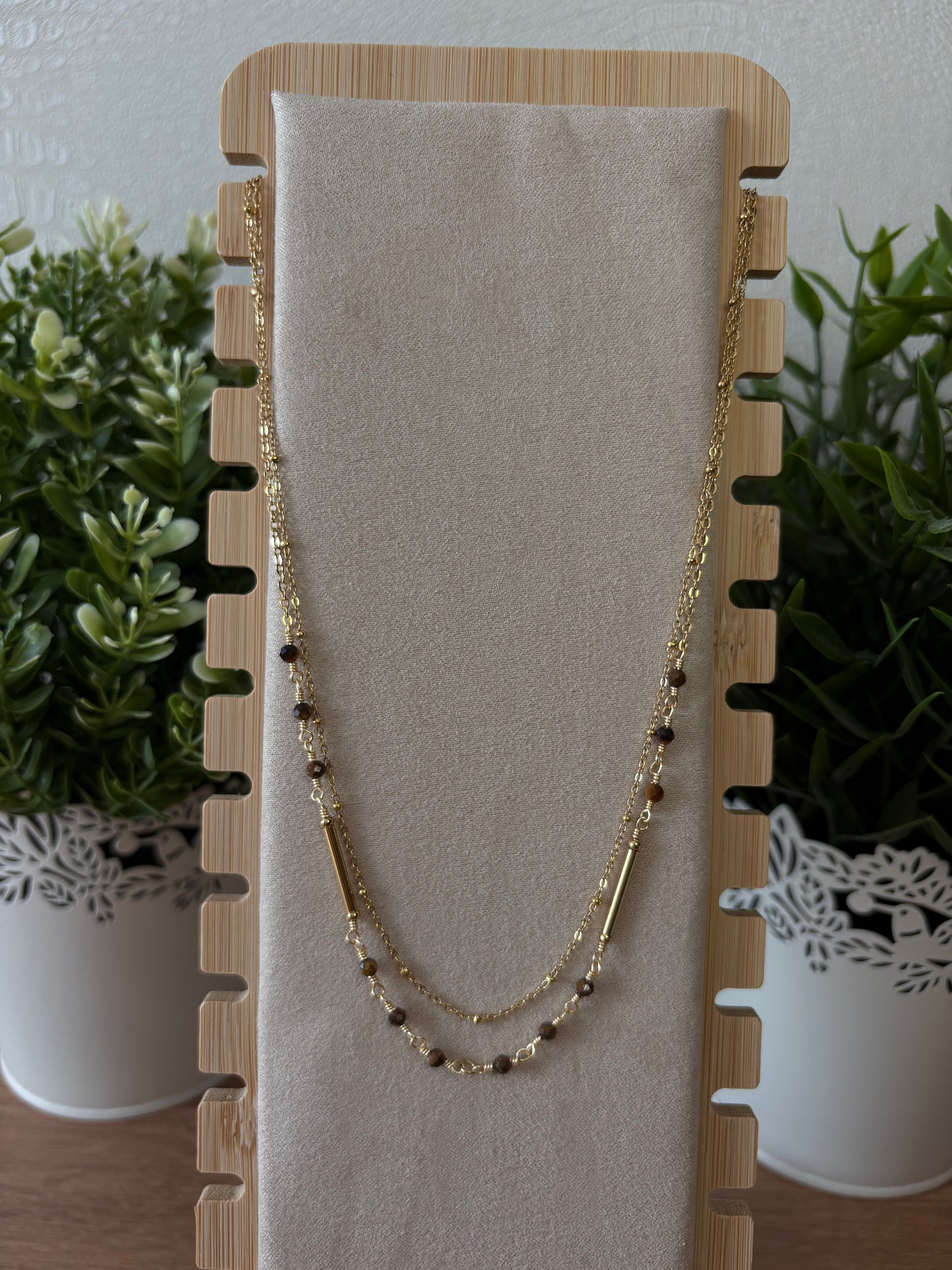 Collier doré, double chaîne