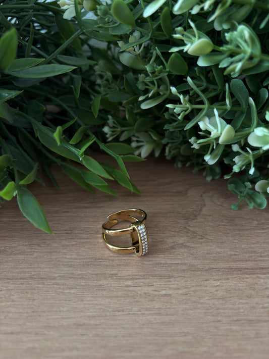 Bague doré, strass