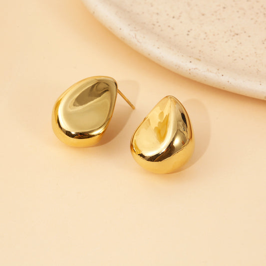 Boucles d'Oreilles Clous Dorées Goutte Sculpturale